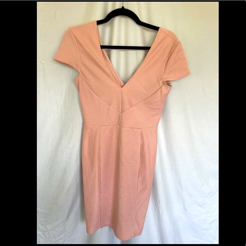 Dusty Pink Ribbed V-Neck Dress Size 6